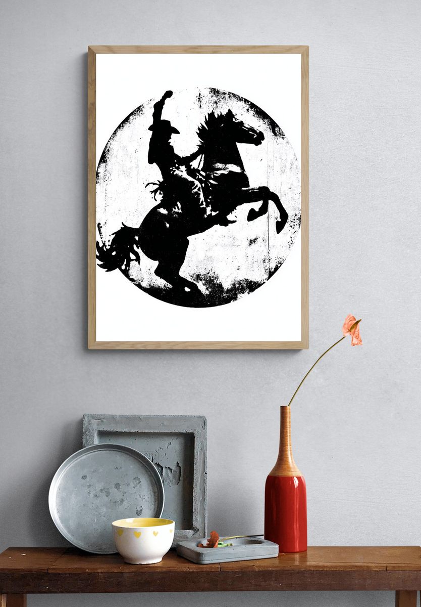 Rearing Horse Silhouette Print. — room view 3