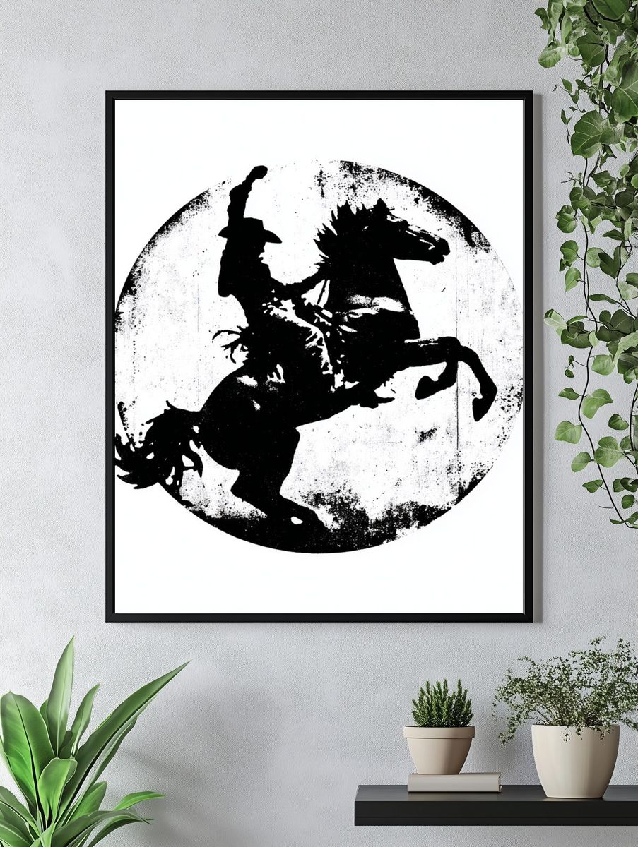Rearing Horse Silhouette Print. — room view 4