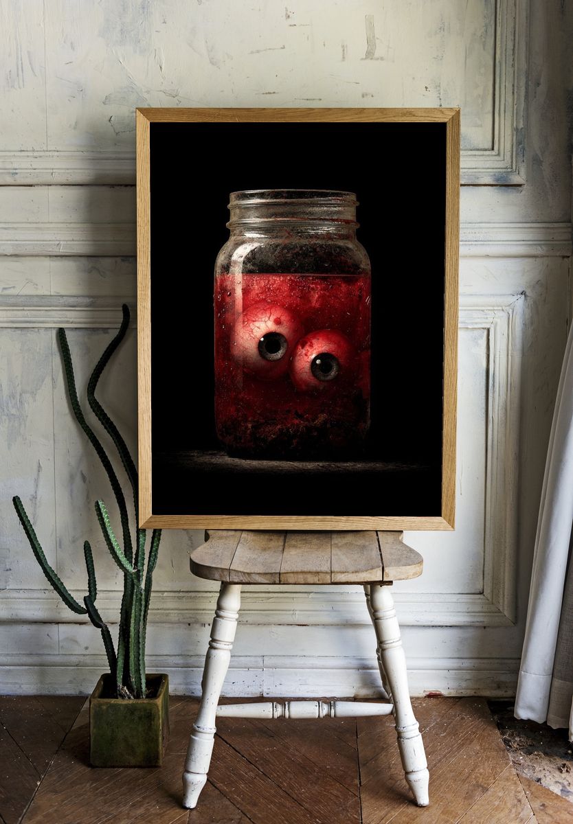 Eyeballs in Jar — Horror Print. — room view 1