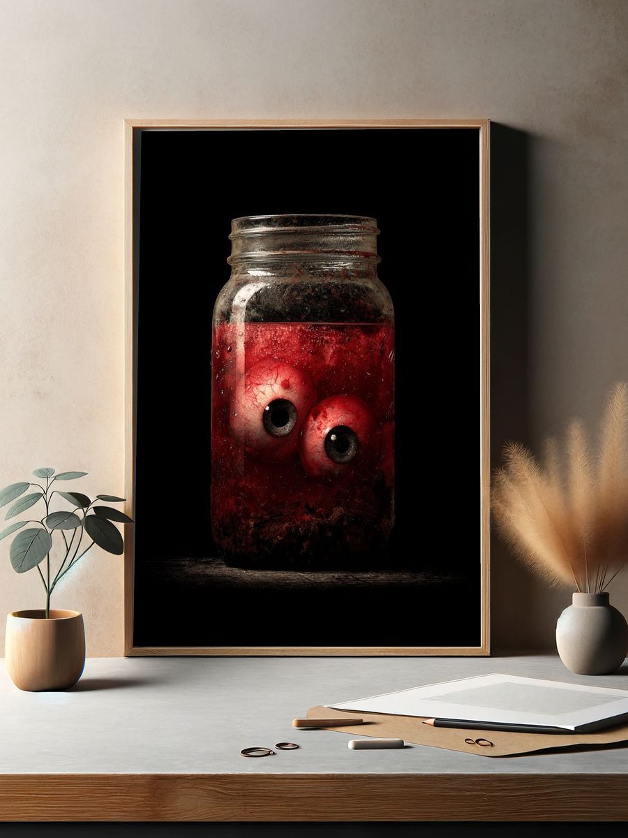 Eyeballs in Jar — Horror Print. — room view 2