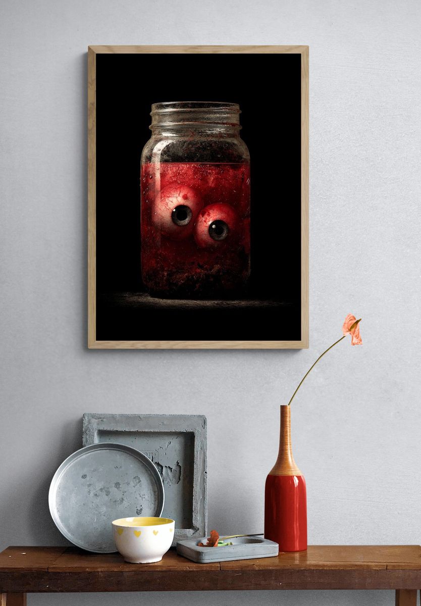 Eyeballs in Jar — Horror Print. — room view 3