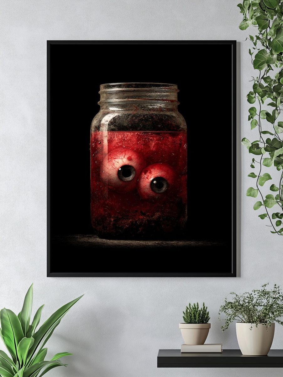 Eyeballs in Jar — Horror Print. — room view 4