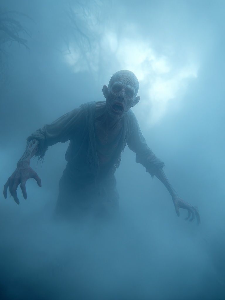 Eerie Zombie in Fog — Horror Print. poster — movies art