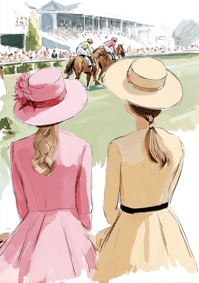 Horse Racing Ladies — Illustration Print. poster