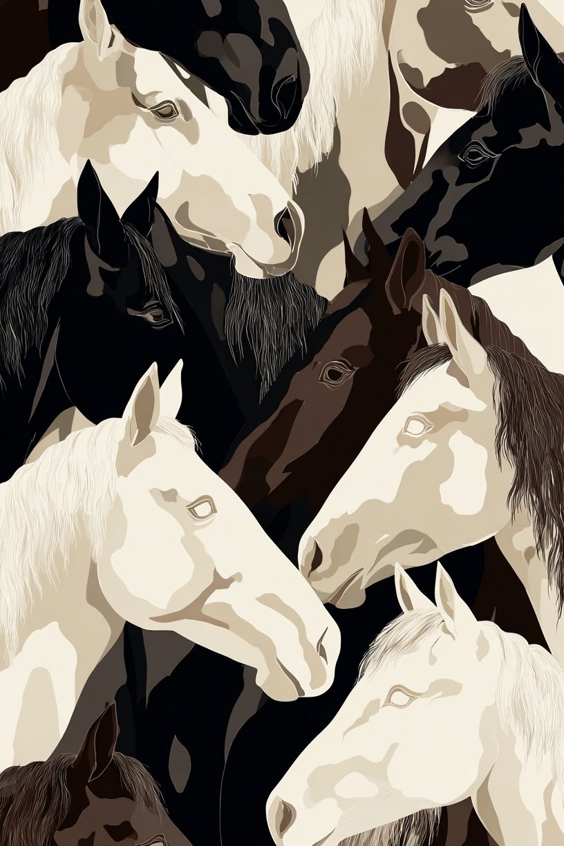 Horses — Illustration Print. poster — animals art