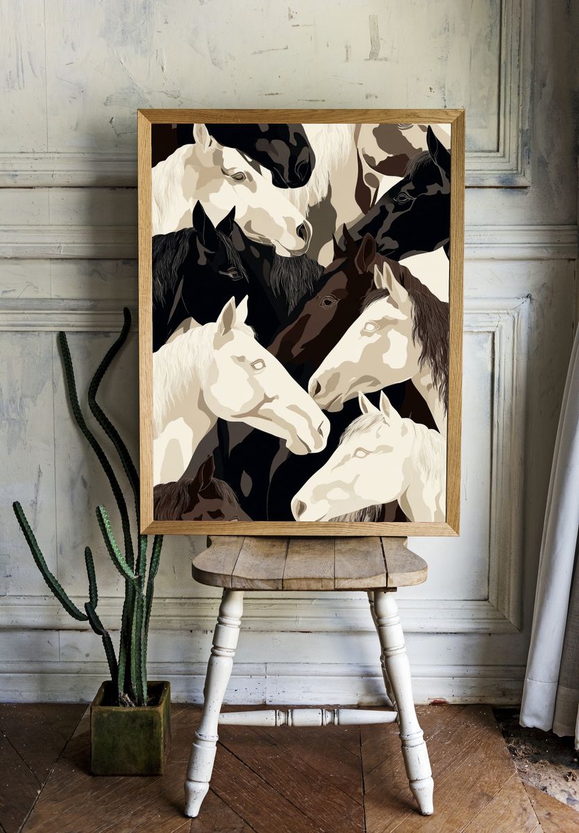Horses — Illustration Print. — room view 1