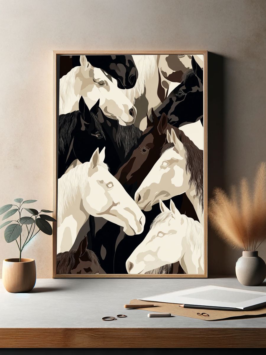 Horses — Illustration Print. — room view 2