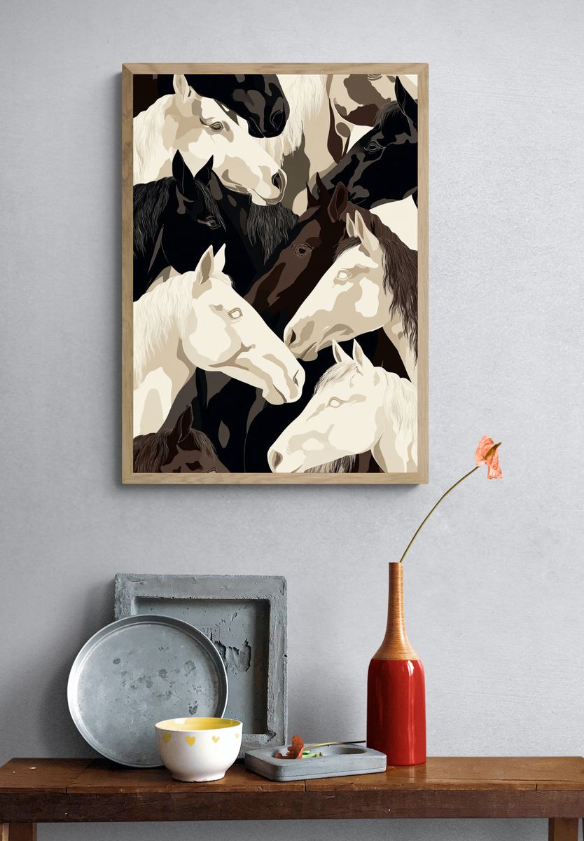 Horses — Illustration Print. — room view 3