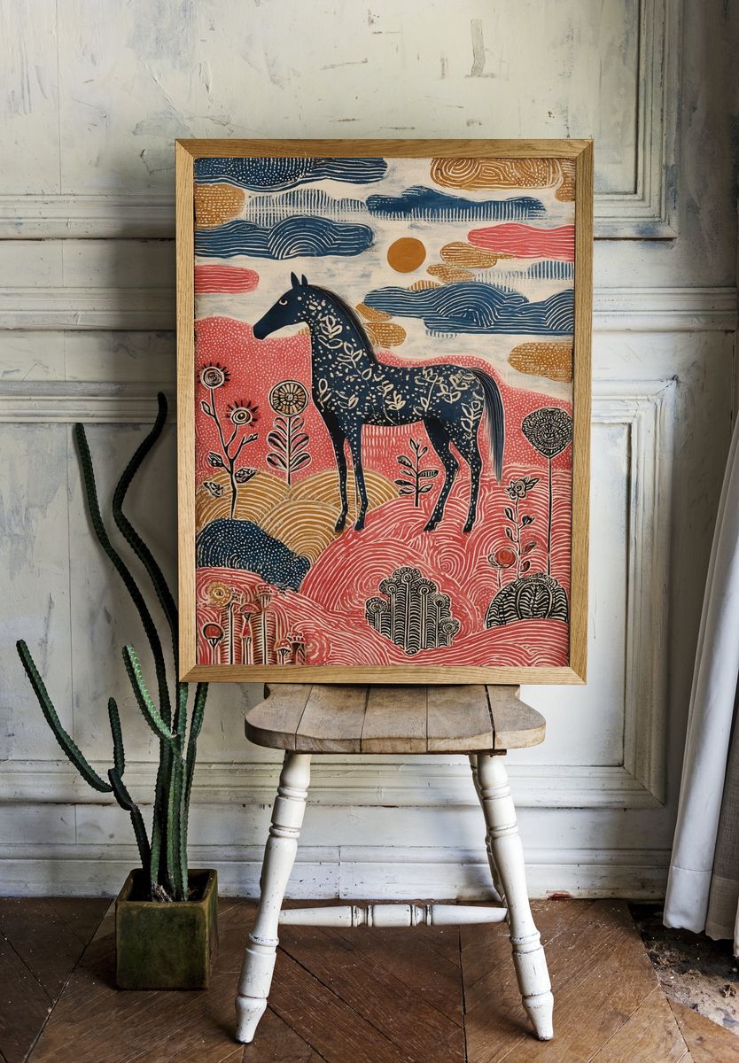 Decorative Horse — Illustration Print. — room view 1