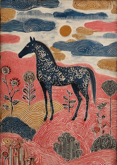 Decorative Horse — Illustration Print. poster