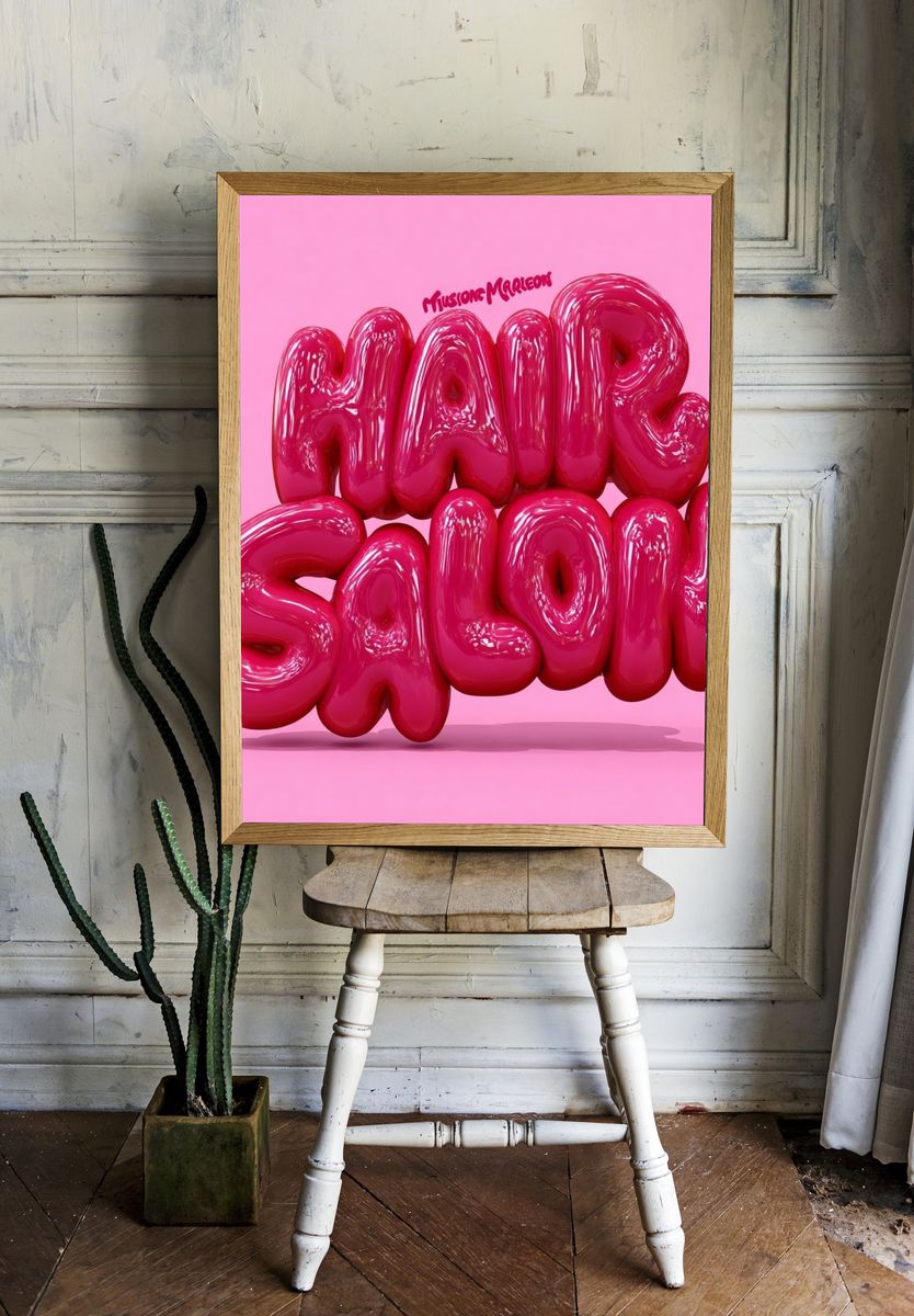 Hair Salon — Typography Print. — room view 1