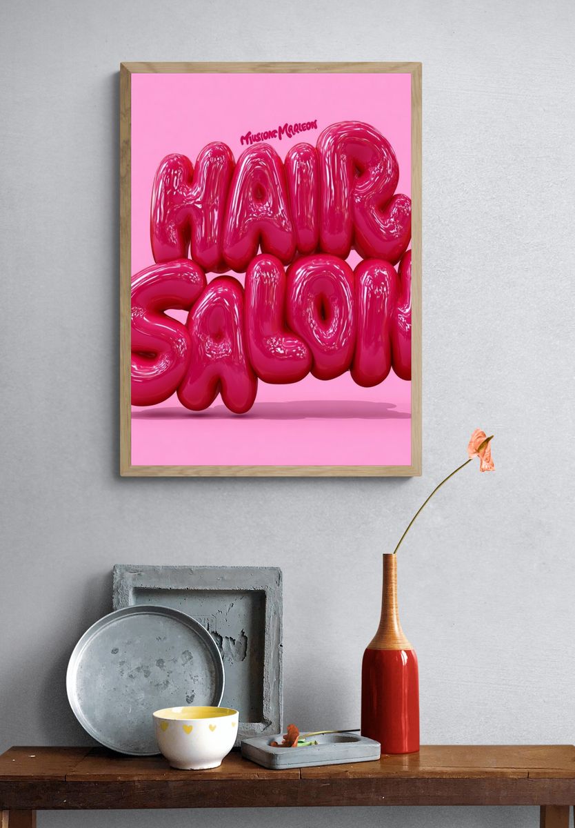 Hair Salon — Typography Print. — room view 3