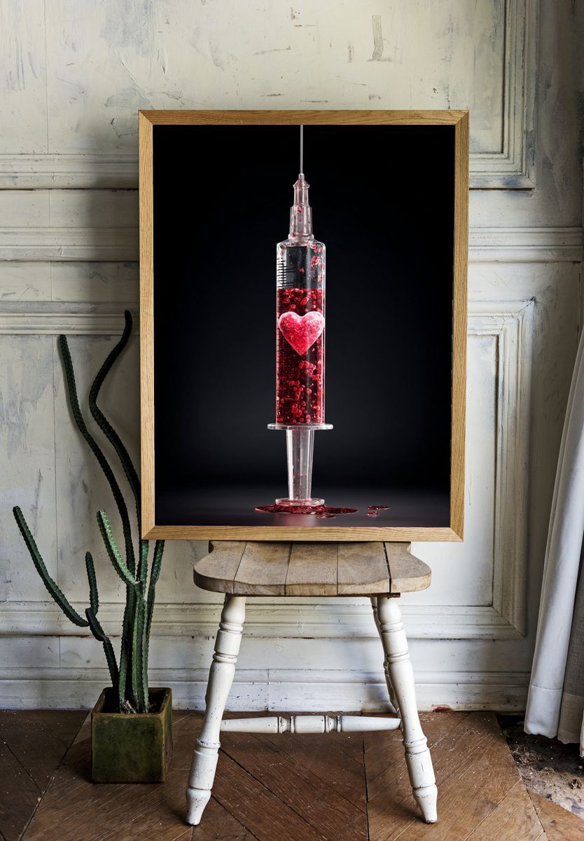 Heart Syringe — Contemporary Print. — room view 1