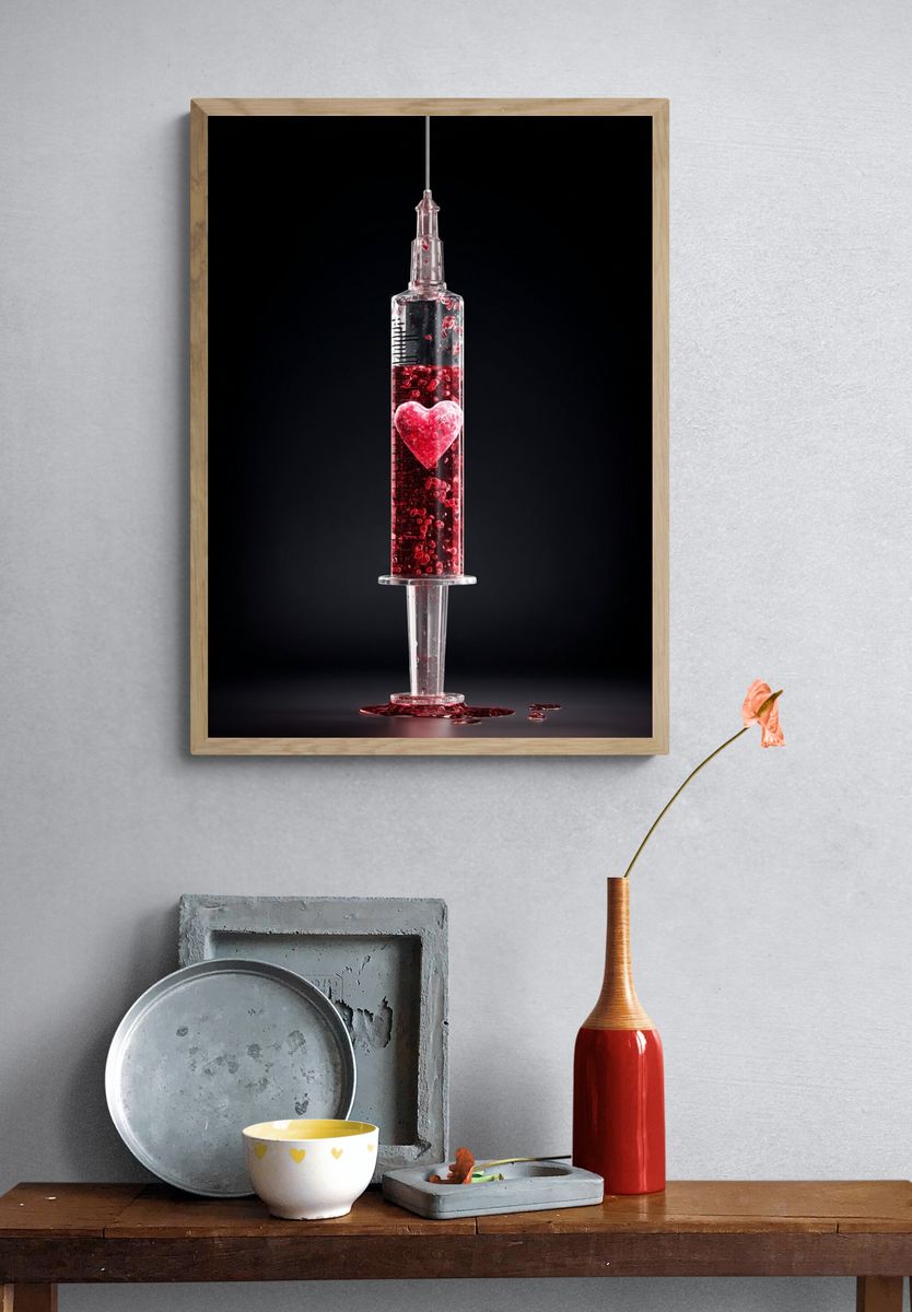 Heart Syringe — Contemporary Print. — room view 3