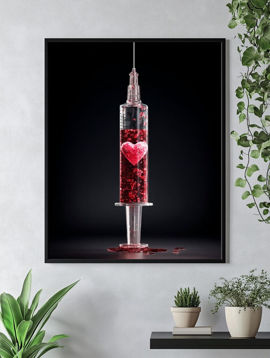 Heart Syringe — Contemporary Print. — room view 4