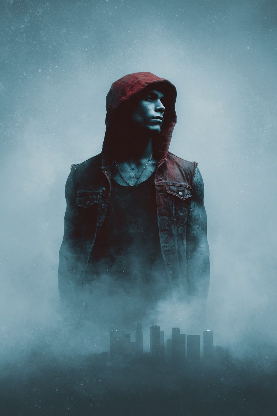 Hooded Urban Portrait Poster. poster detail