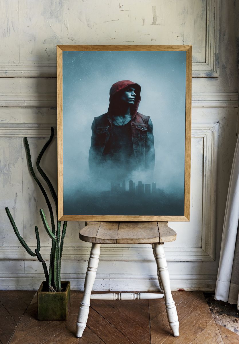 Hooded Urban Portrait Poster. — room view 1