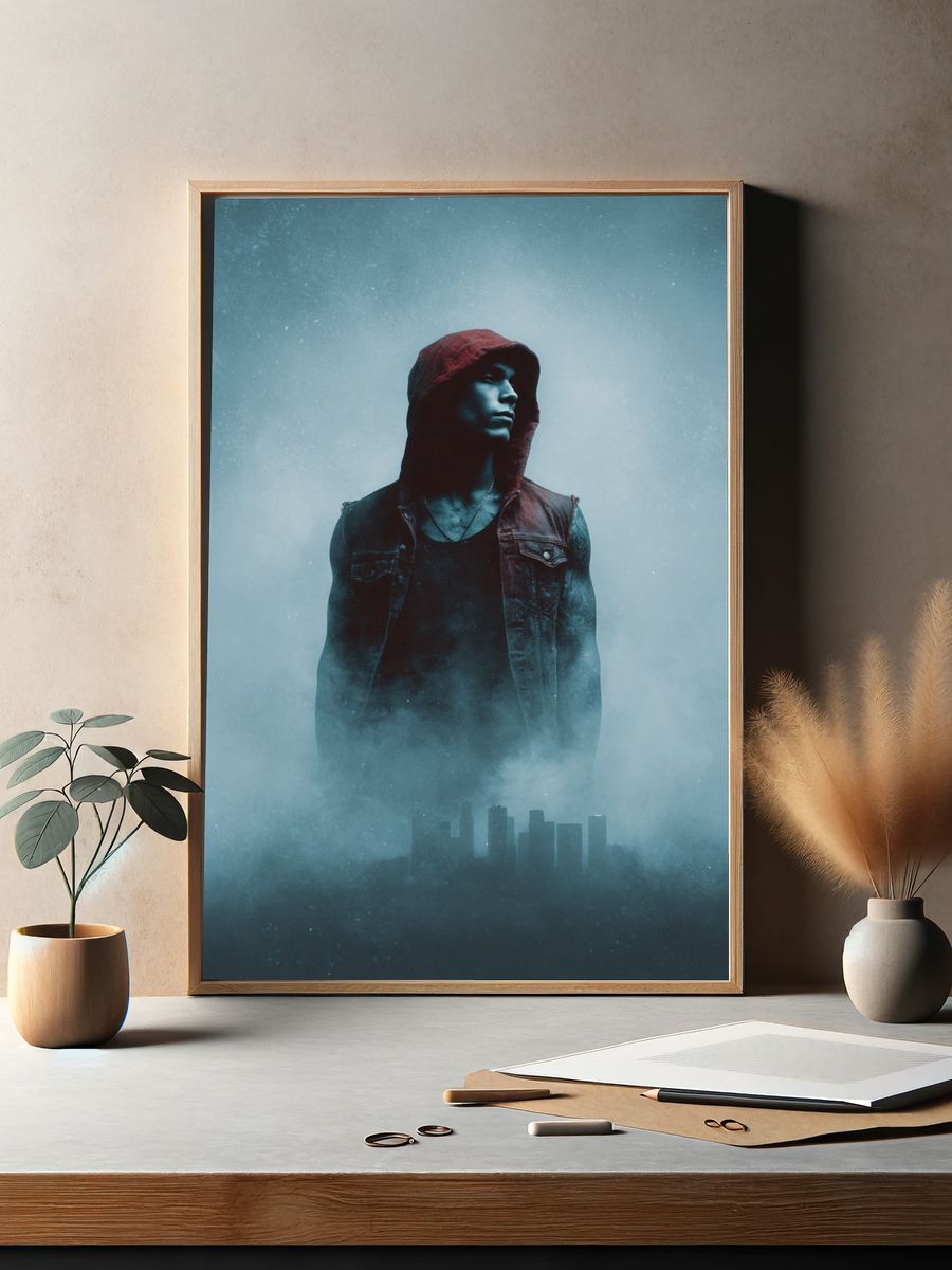 Hooded Urban Portrait Poster. — room view 2