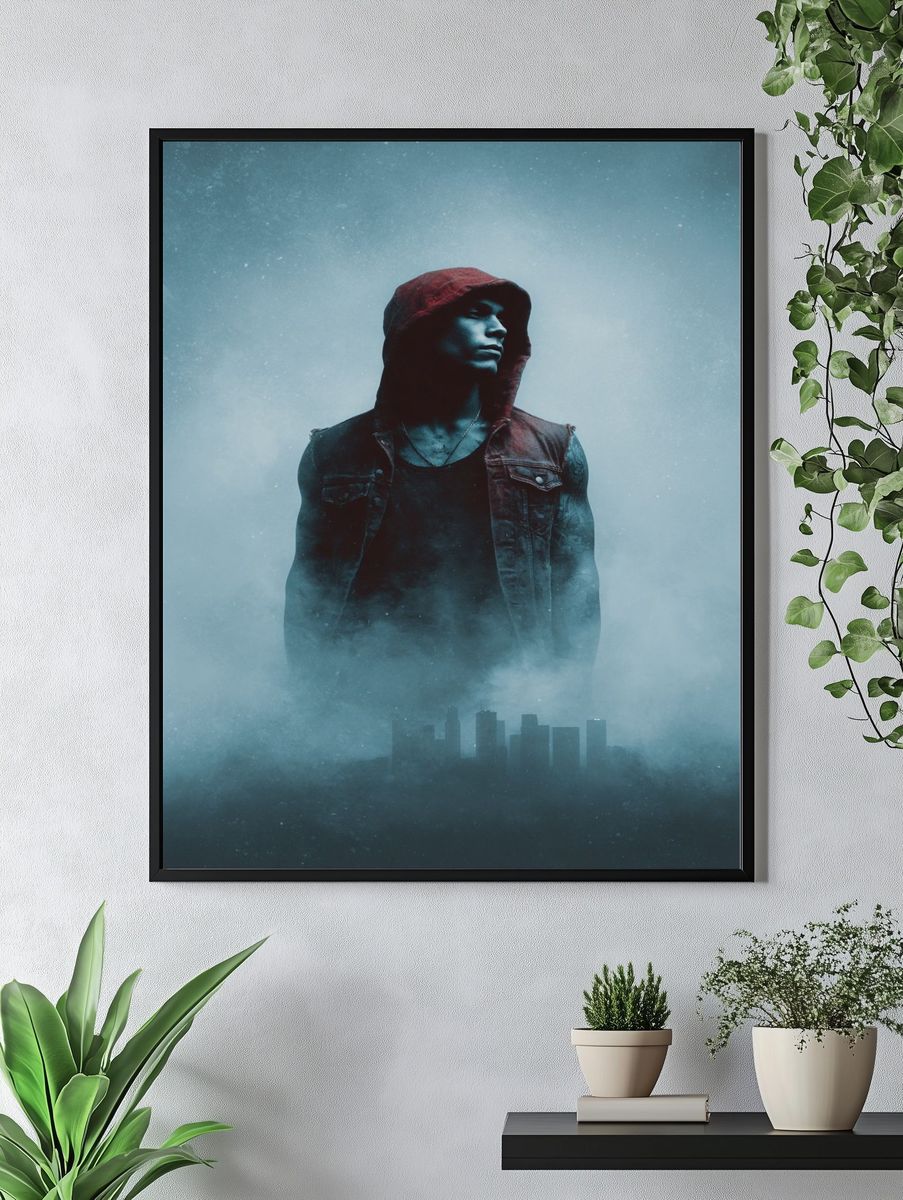 Hooded Urban Portrait Poster. — room view 4