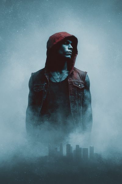 Hooded Urban Portrait Poster. poster