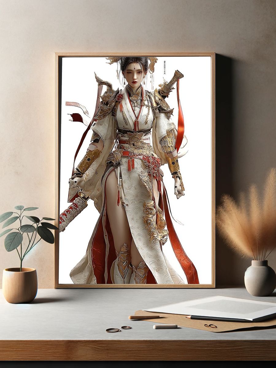 Imperial Warrior Woman Digital Art Poster. — room view 2