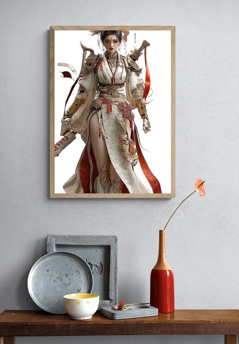 Imperial Warrior Woman Digital Art Poster. — room view 3
