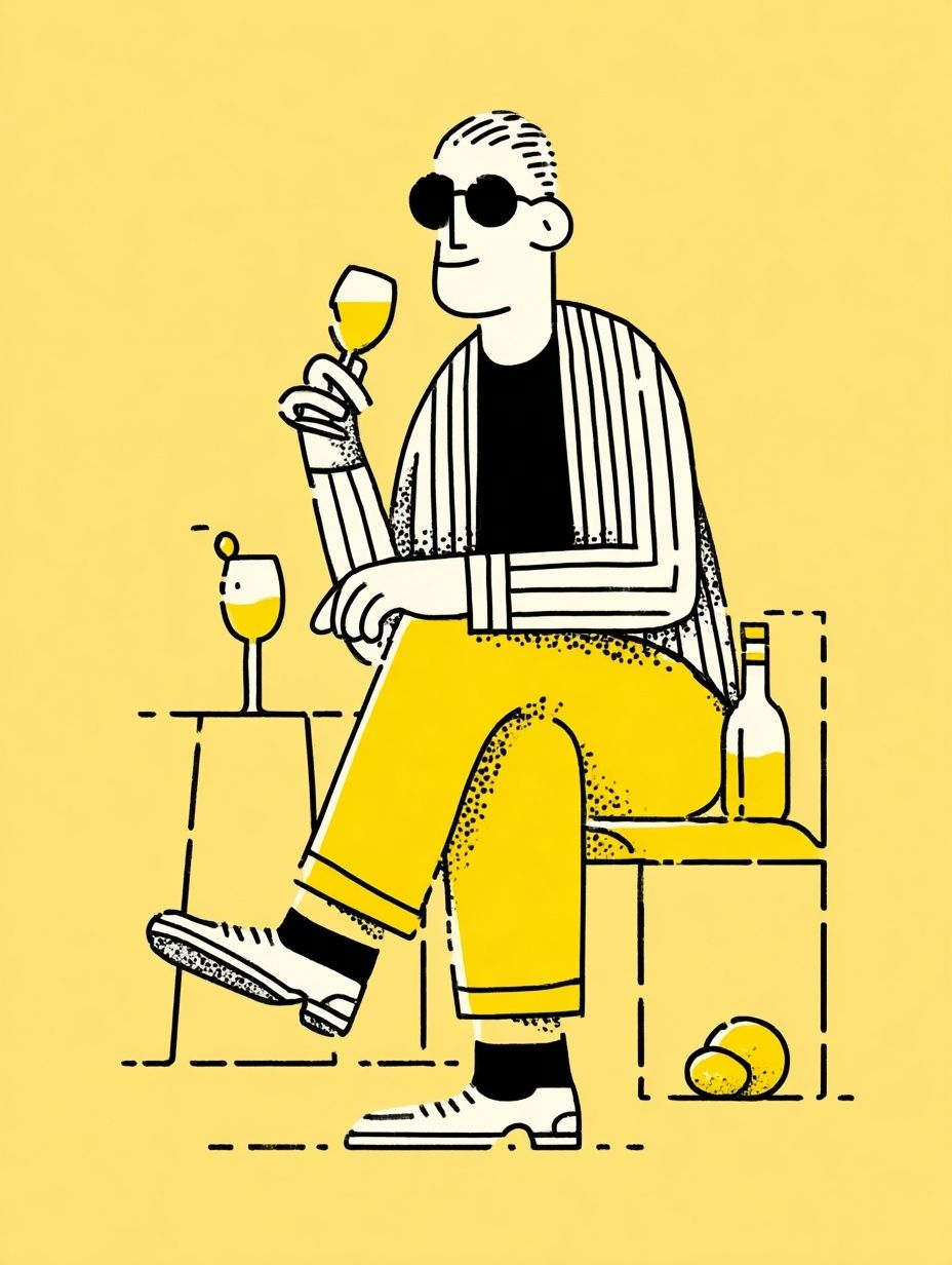 Chic Man with Drink — Illustration Print. poster — illustration art