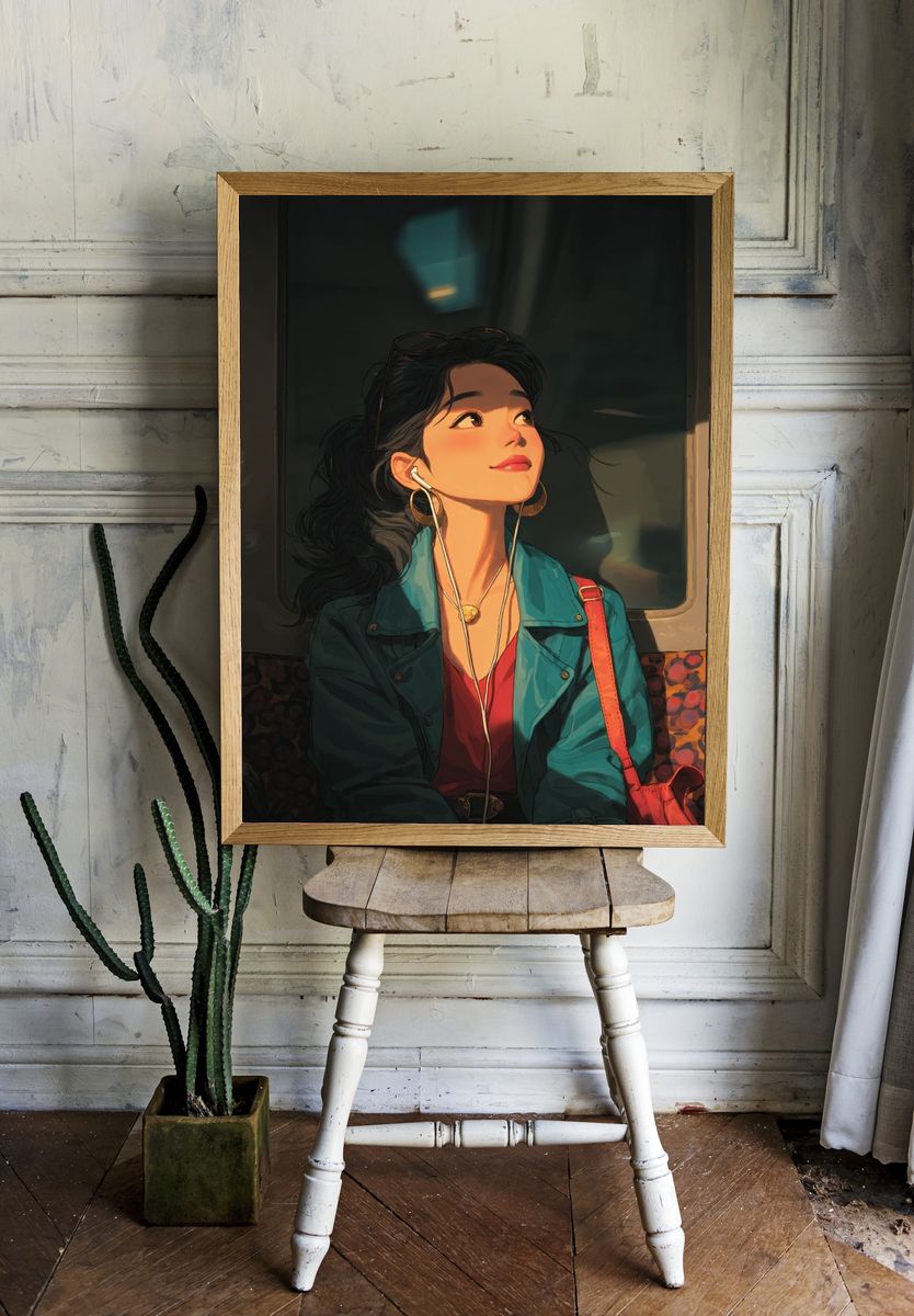 Subway Girl Digital Art Poster. — room view 1