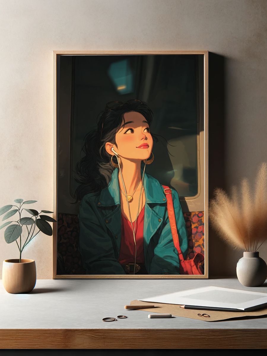 Subway Girl Digital Art Poster. — room view 2