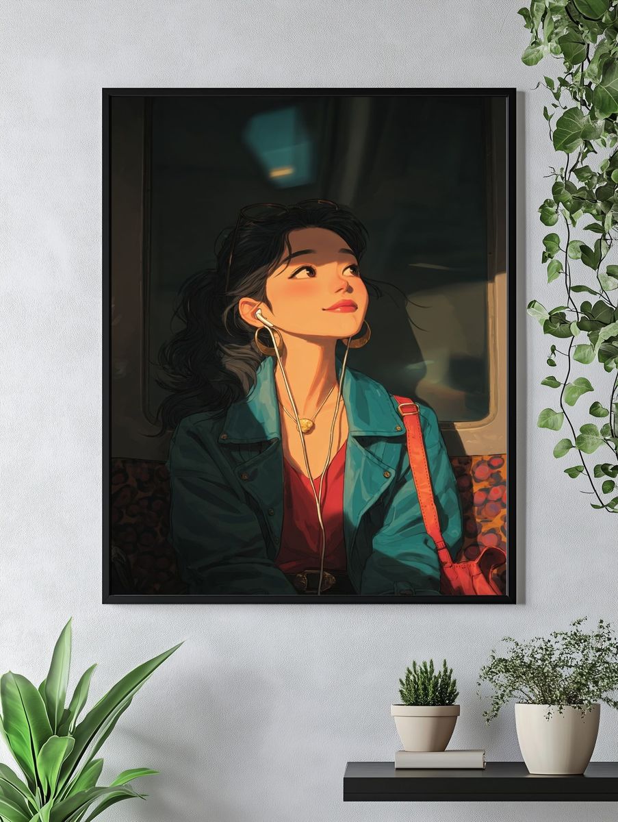 Subway Girl Digital Art Poster. — room view 4