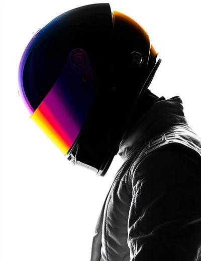 Neon Helmet Portrait Print. poster print