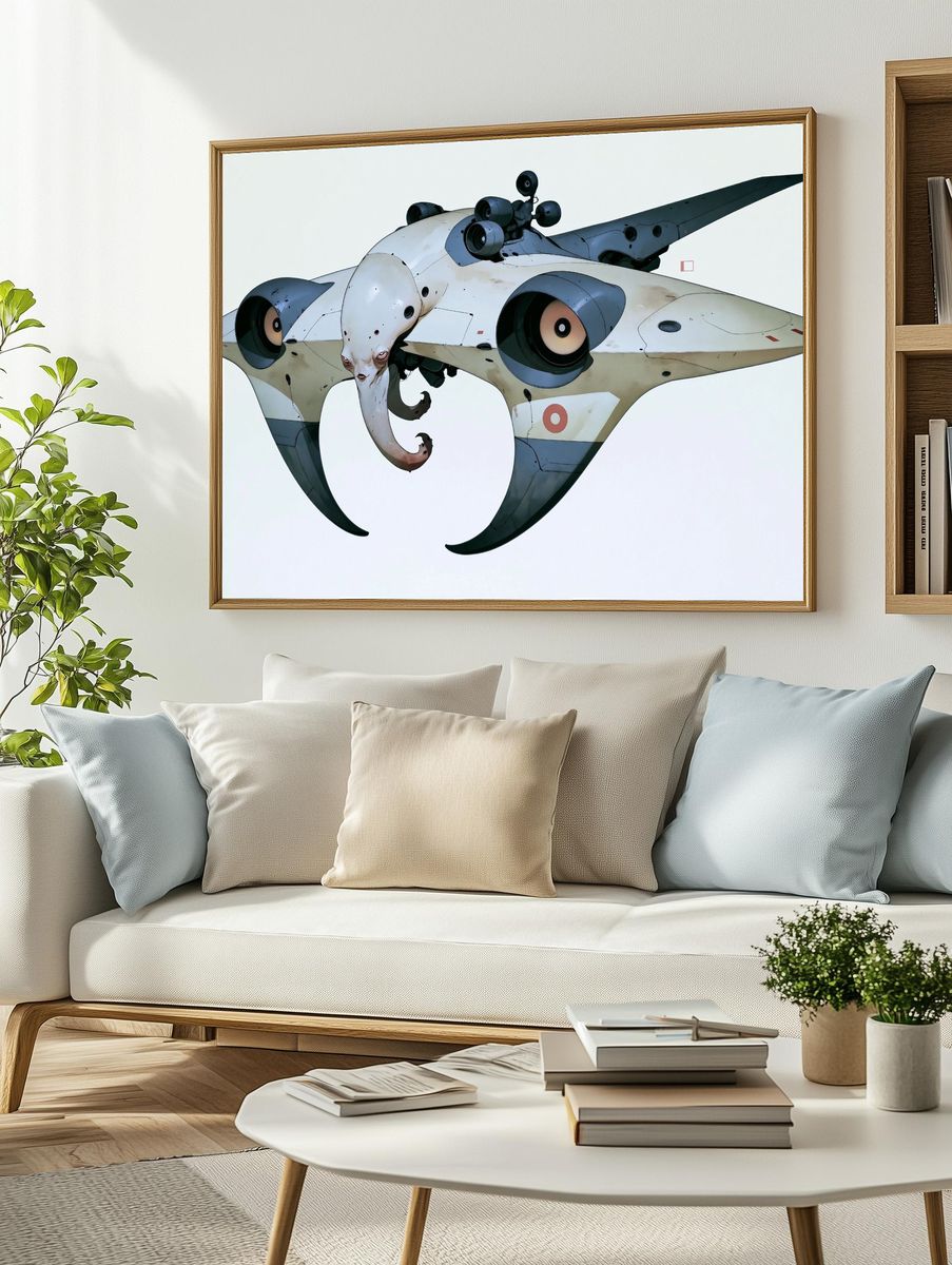 Surreal Alien Aircraft Print. — room view 2