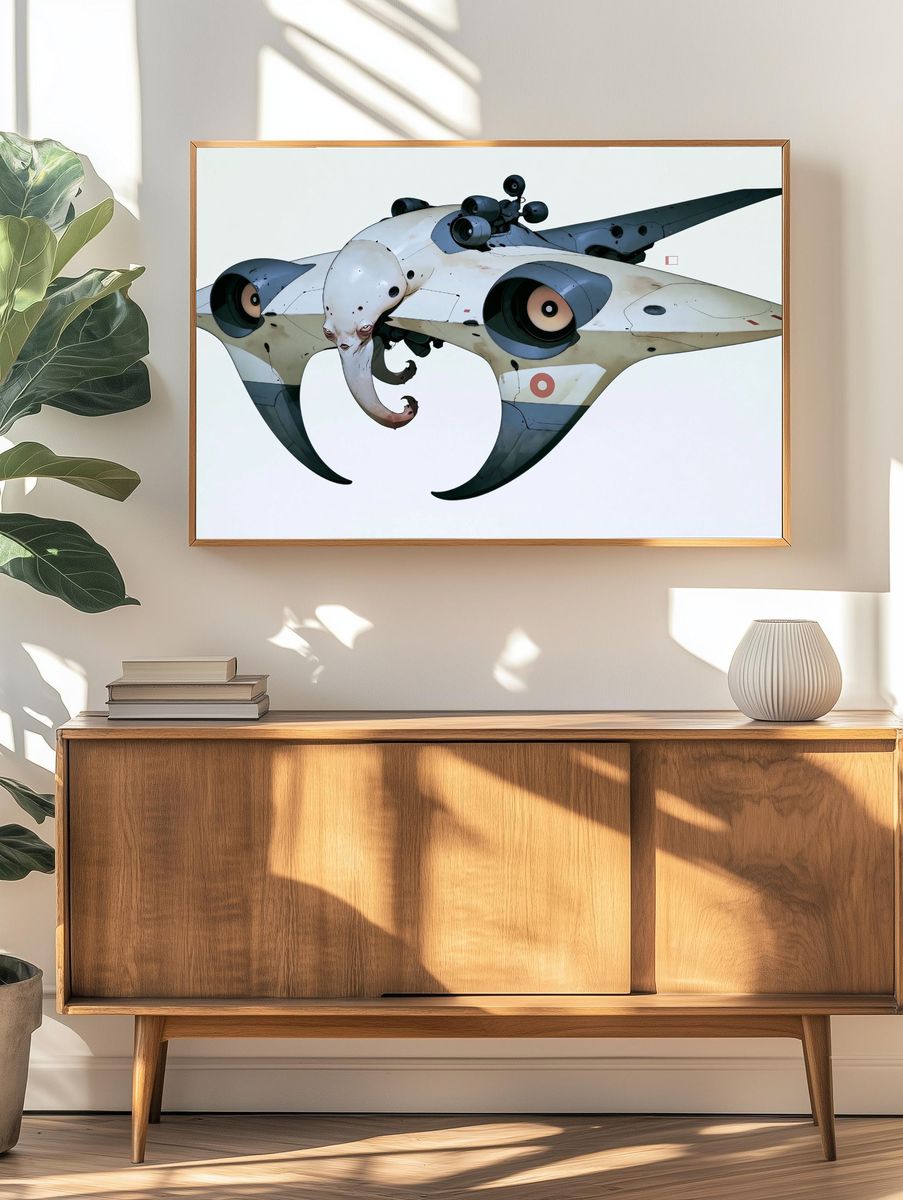 Surreal Alien Aircraft Print. — room view 3