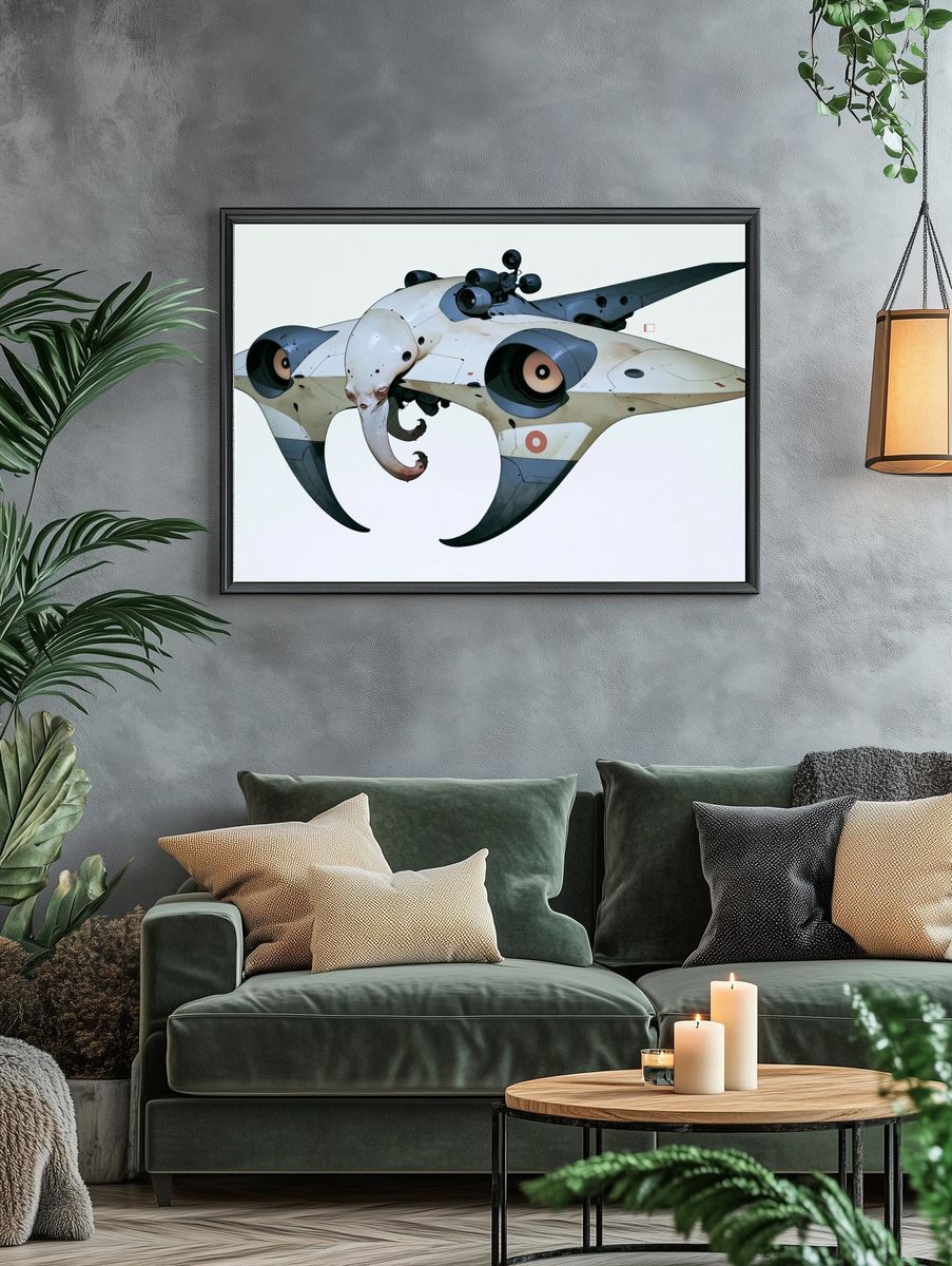 Surreal Alien Aircraft Print. — room view 4