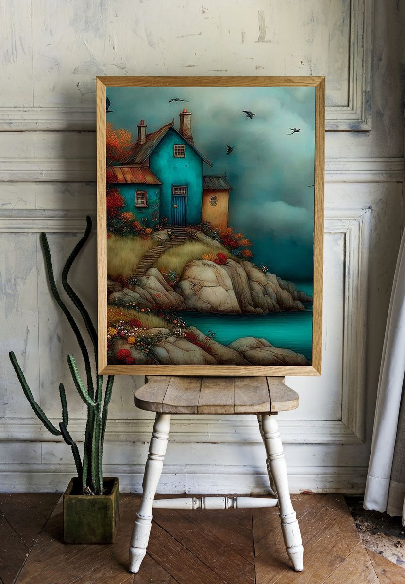 Coastal Cottage Dreamscape Print. — room view 1