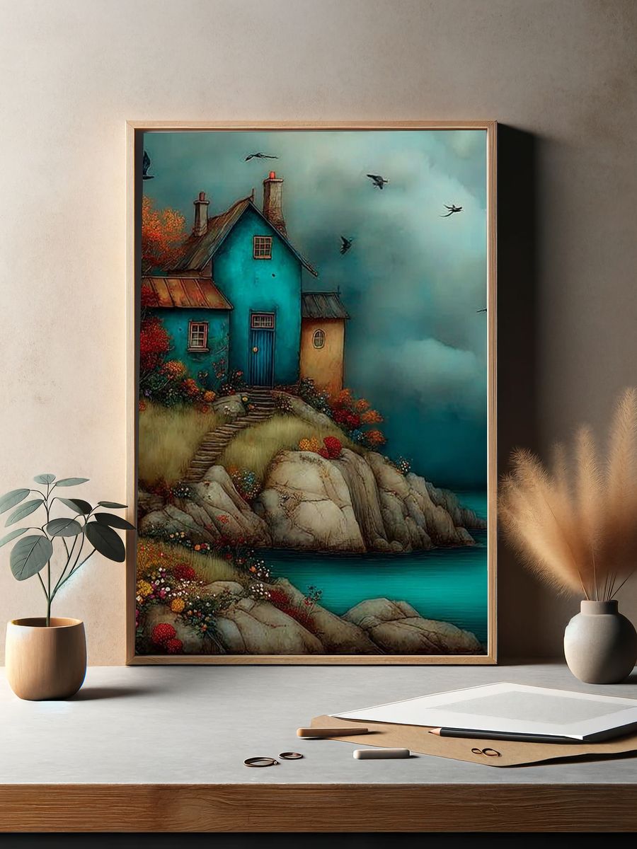 Coastal Cottage Dreamscape Print. — room view 2