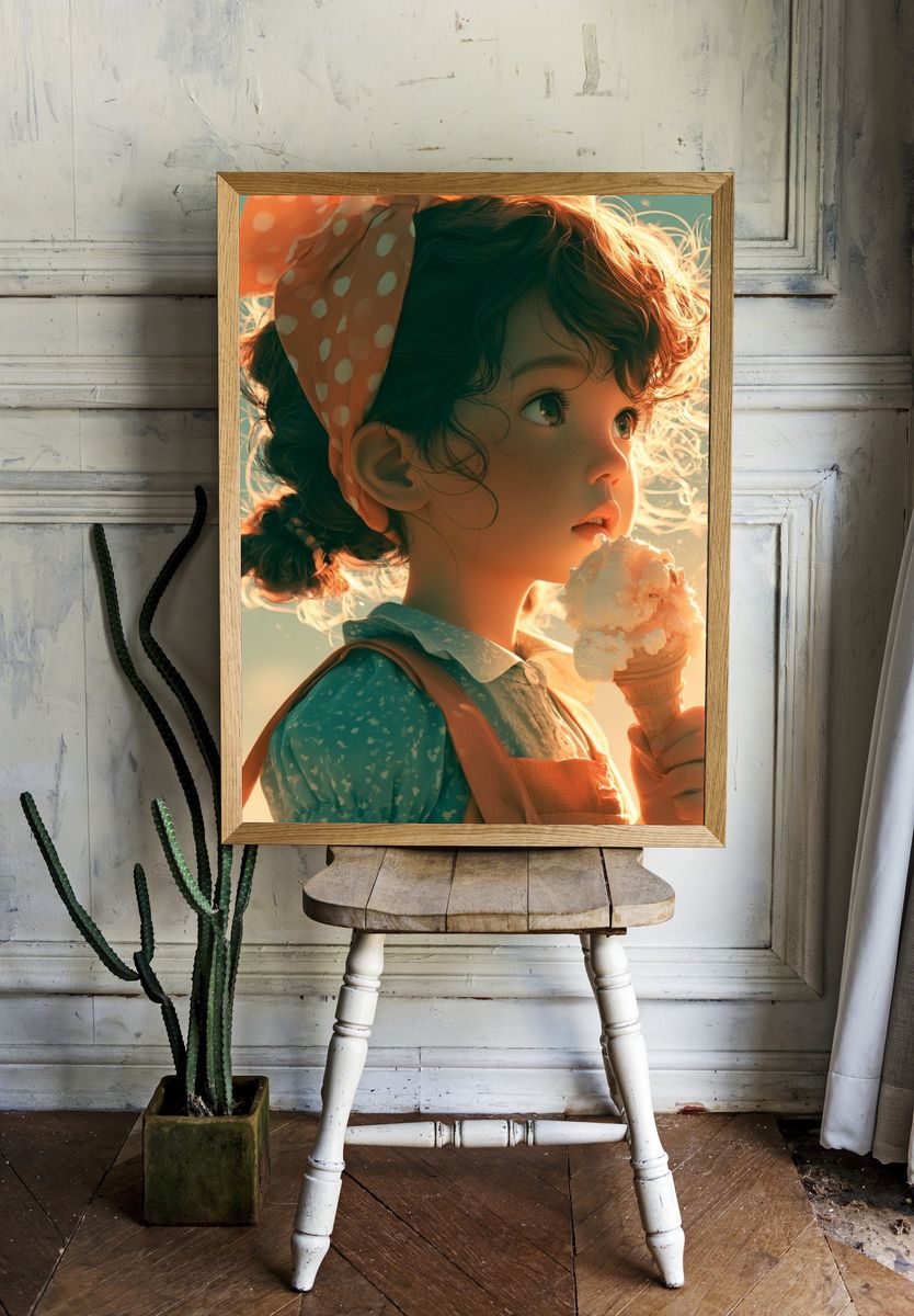 Ice Cream Girl Illustration Poster. — room view 1