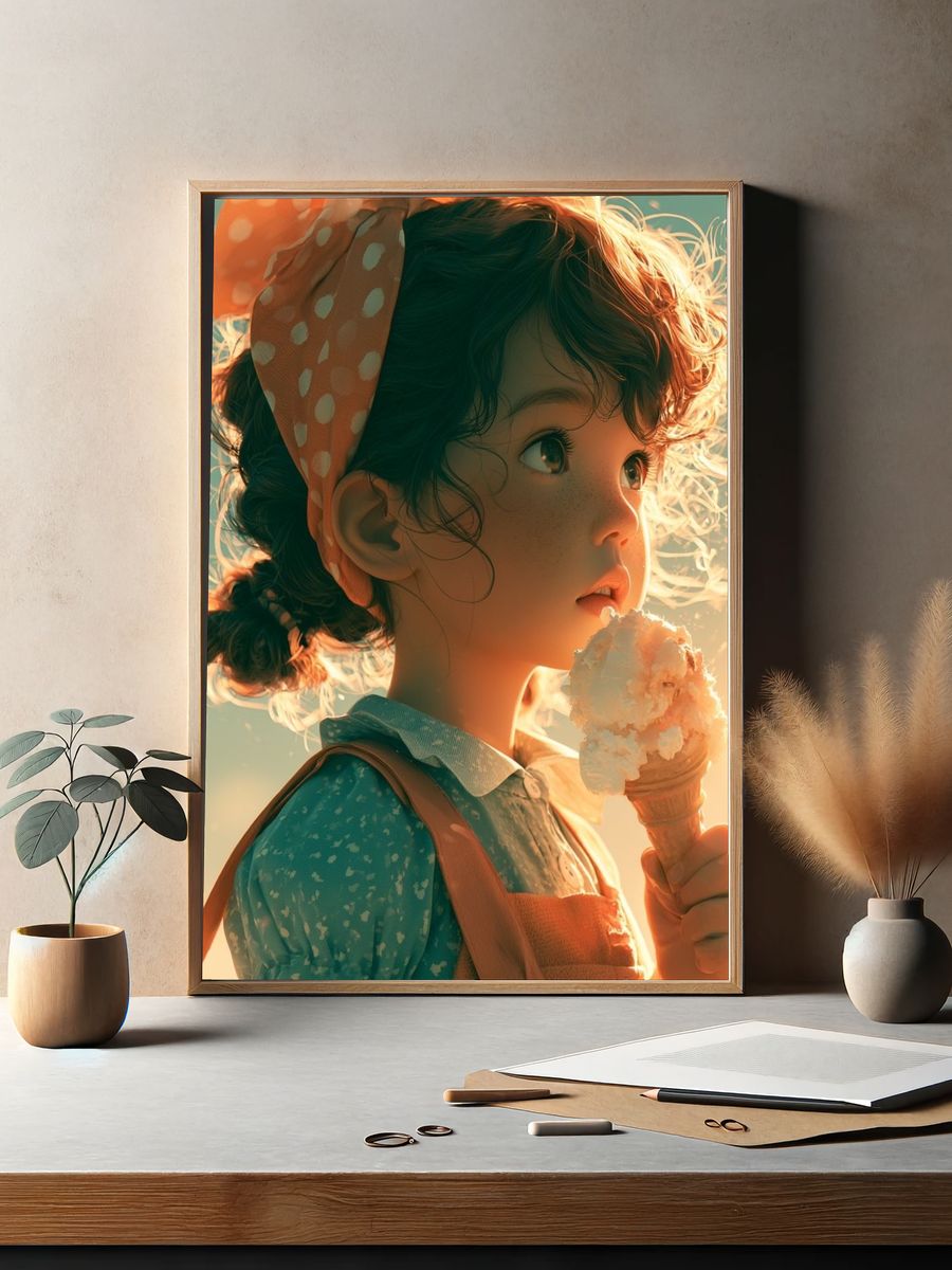 Ice Cream Girl Illustration Poster. — room view 2