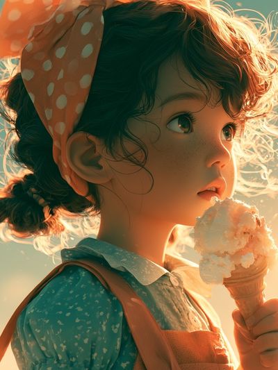 Ice Cream Girl Illustration Poster. poster print