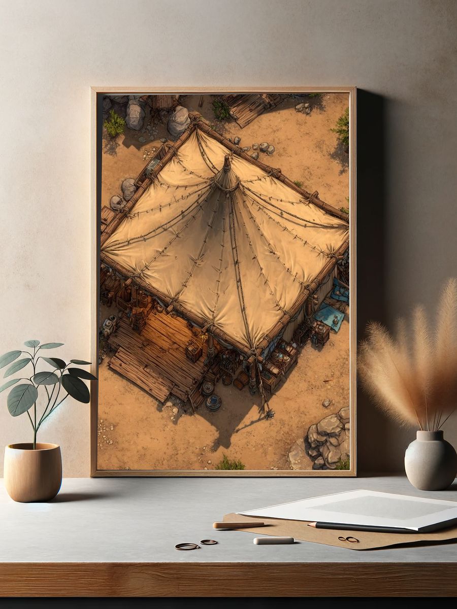 Desert Camp Aerial Illustration Print. — room view 2
