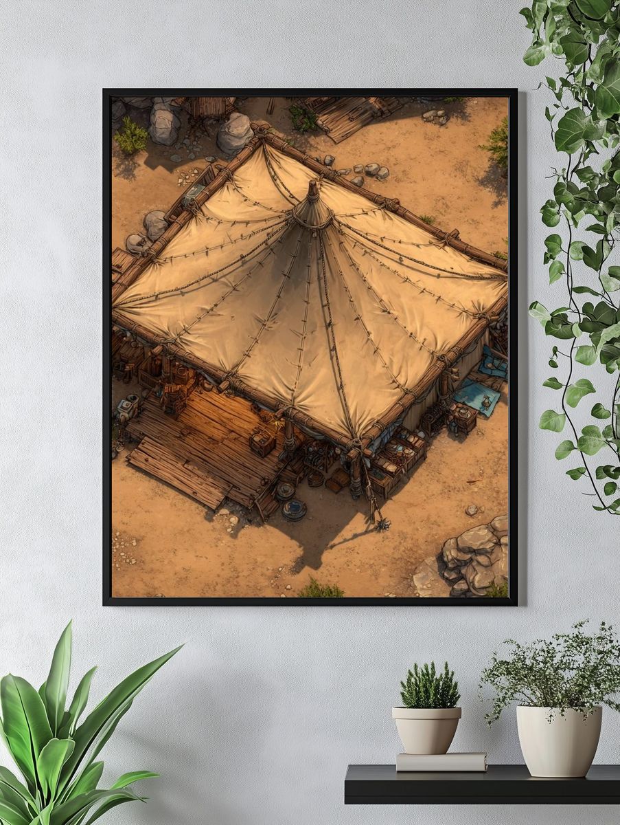 Desert Camp Aerial Illustration Print. — room view 4