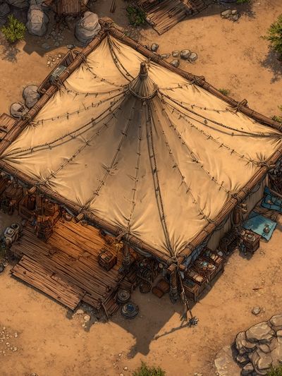 Desert Camp Aerial Illustration Print. poster print