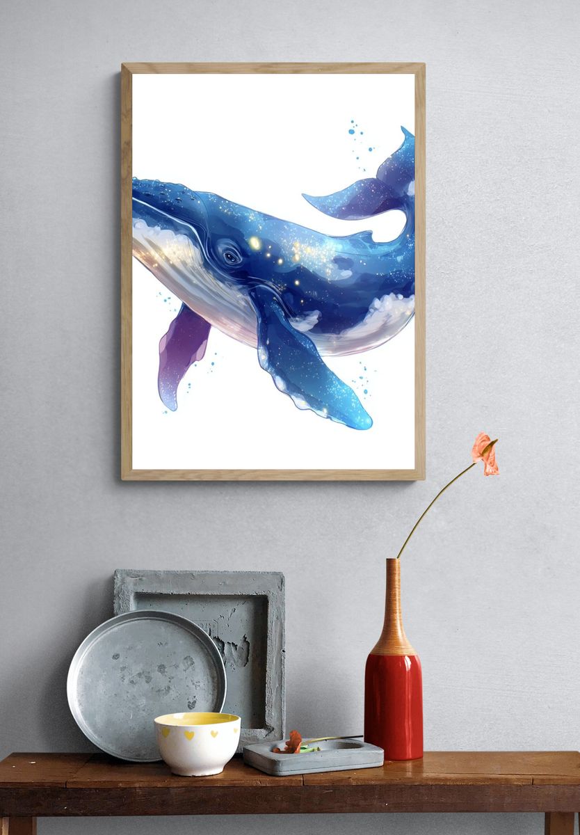 Celestial Whale Digital Art Poster. — room view 3