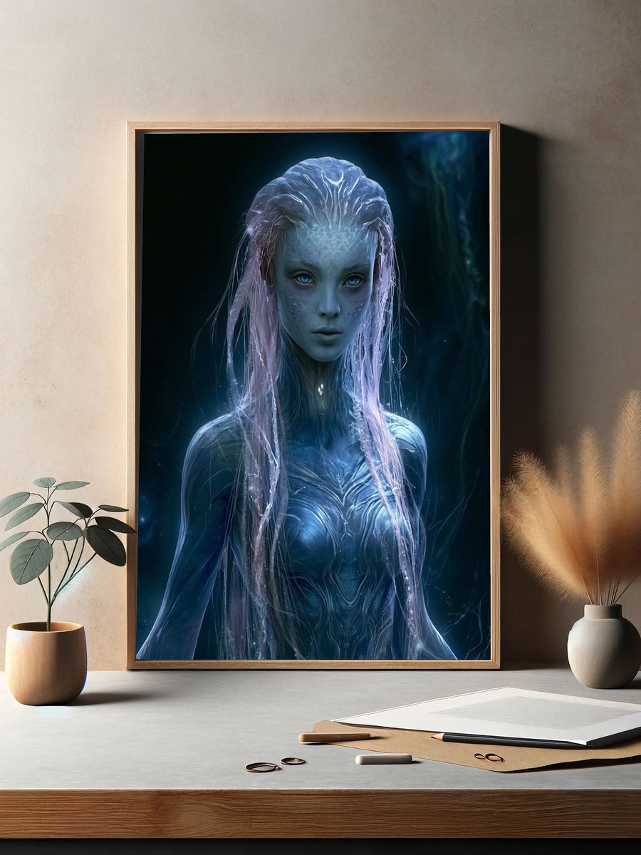 Alien Siren Digital Art Poster. — room view 2