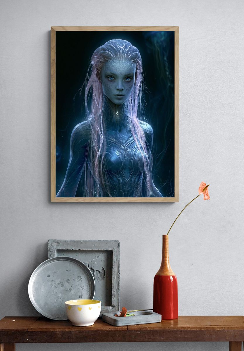 Alien Siren Digital Art Poster. — room view 3