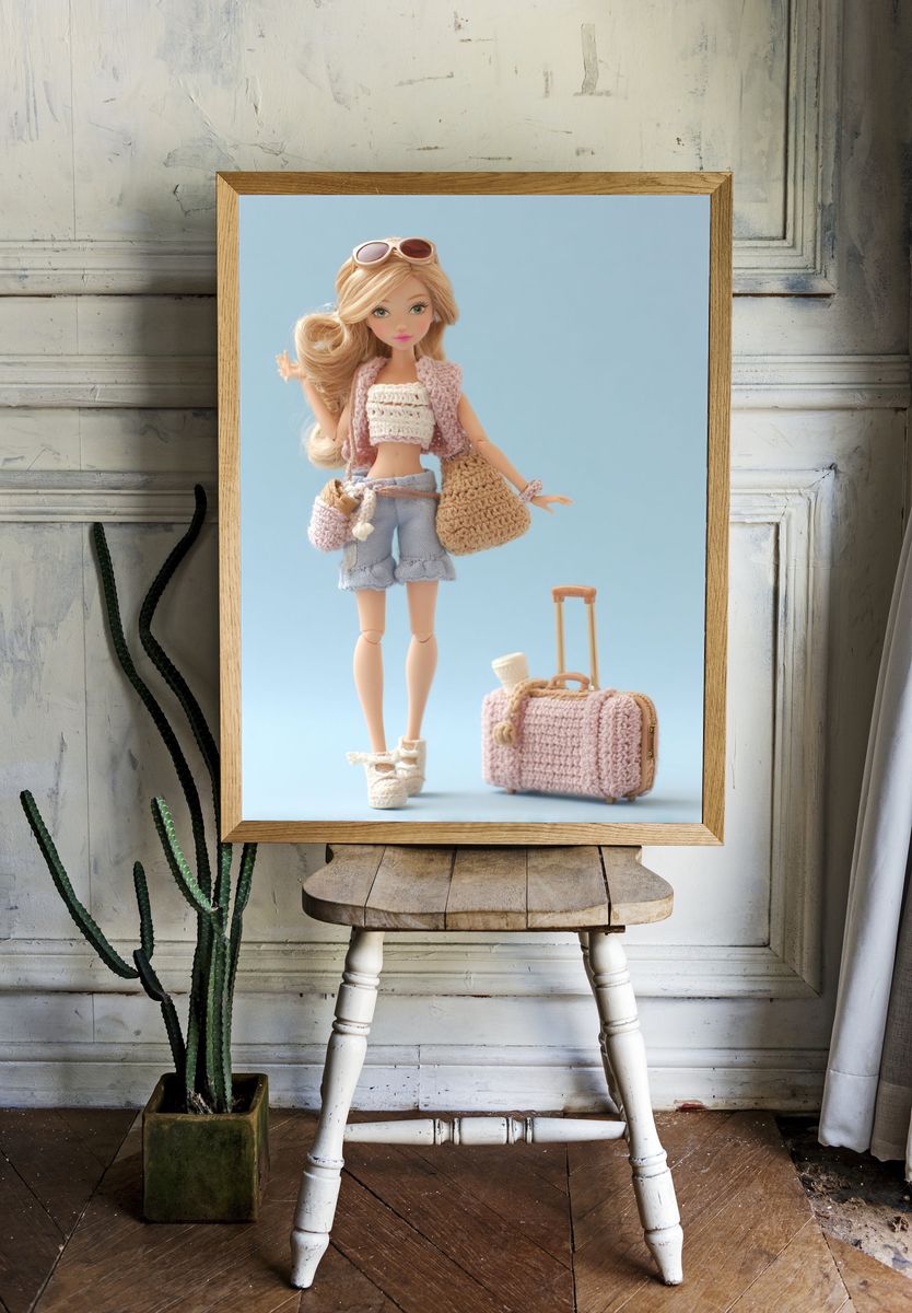 Fashion Doll Travel Illustration Poster. — room view 1