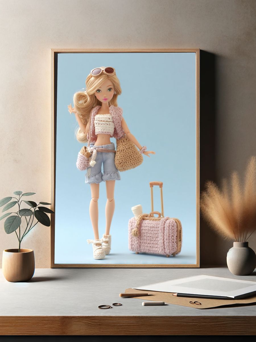 Fashion Doll Travel Illustration Poster. — room view 2