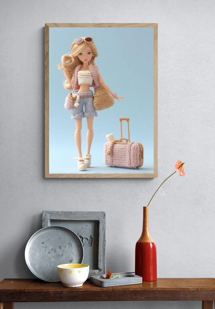 Fashion Doll Travel Illustration Poster. — room view 3
