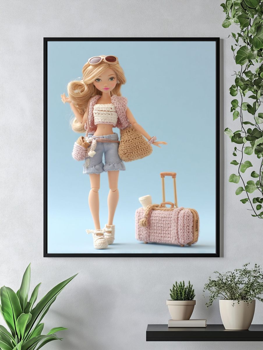 Fashion Doll Travel Illustration Poster. — room view 4