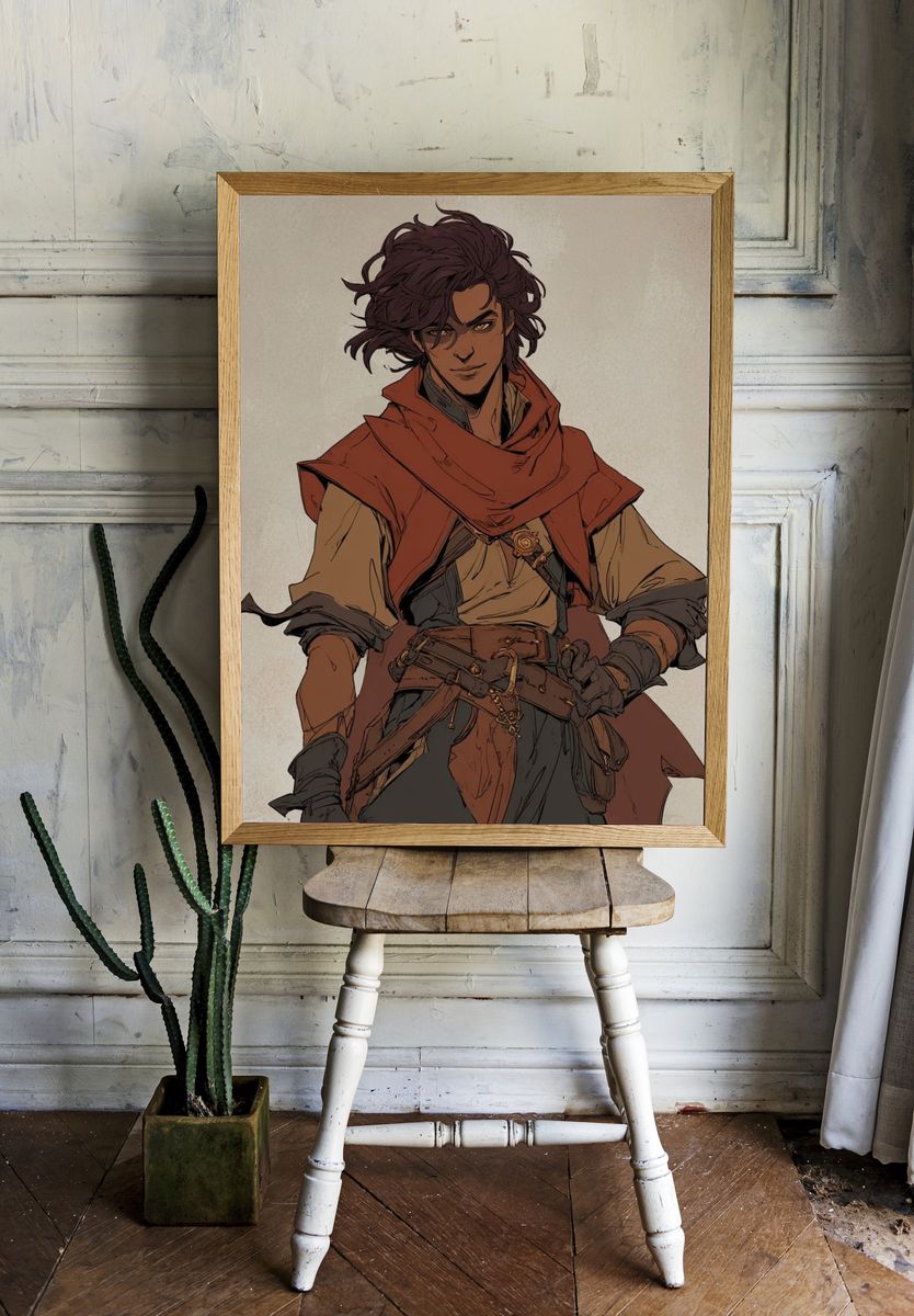 Fantasy Adventurer Illustration Poster. — room view 1